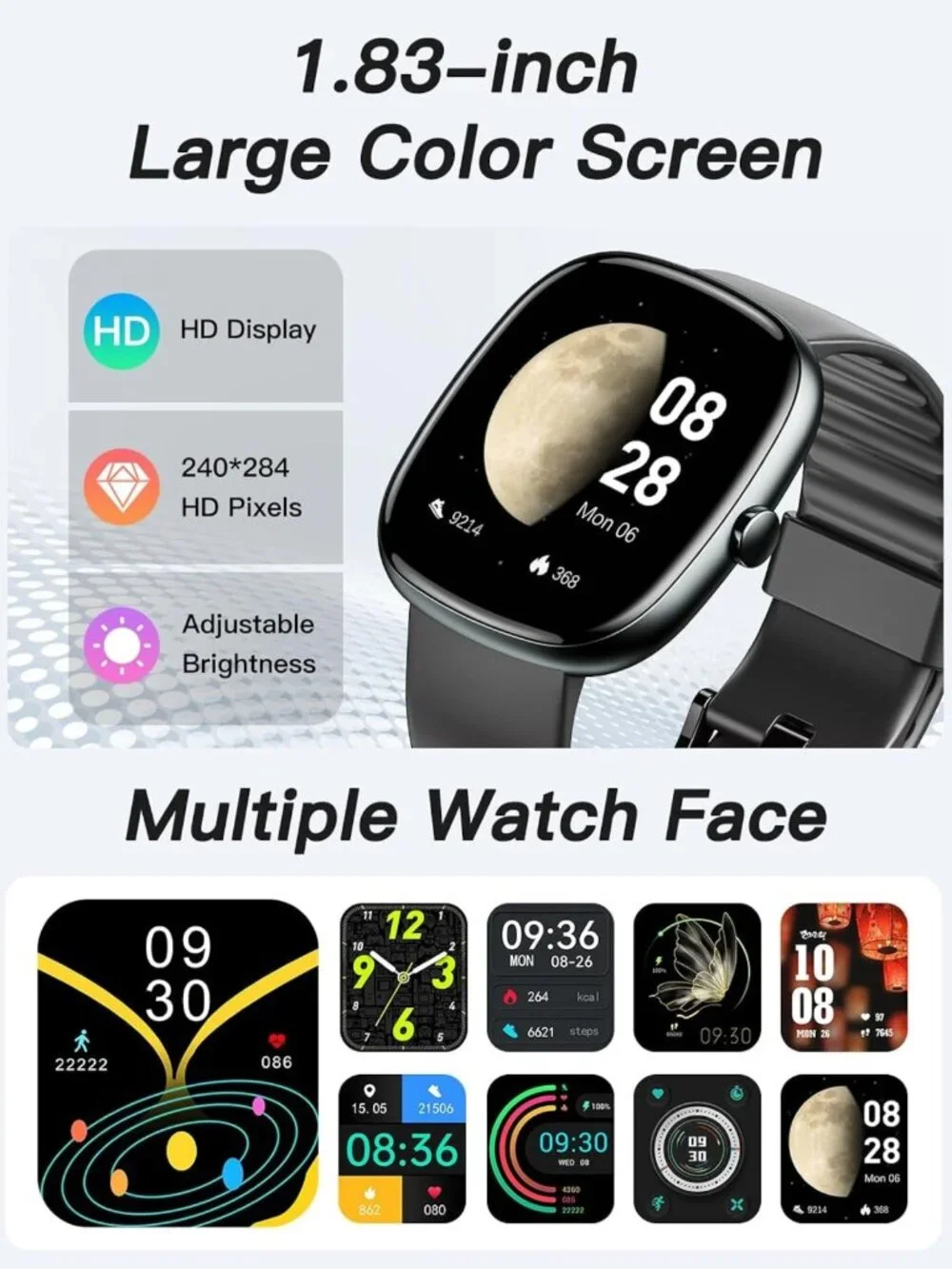 1.8” Fitness Tracker Watch - No Bluetooth/App Needed, Activity & Health Monitor